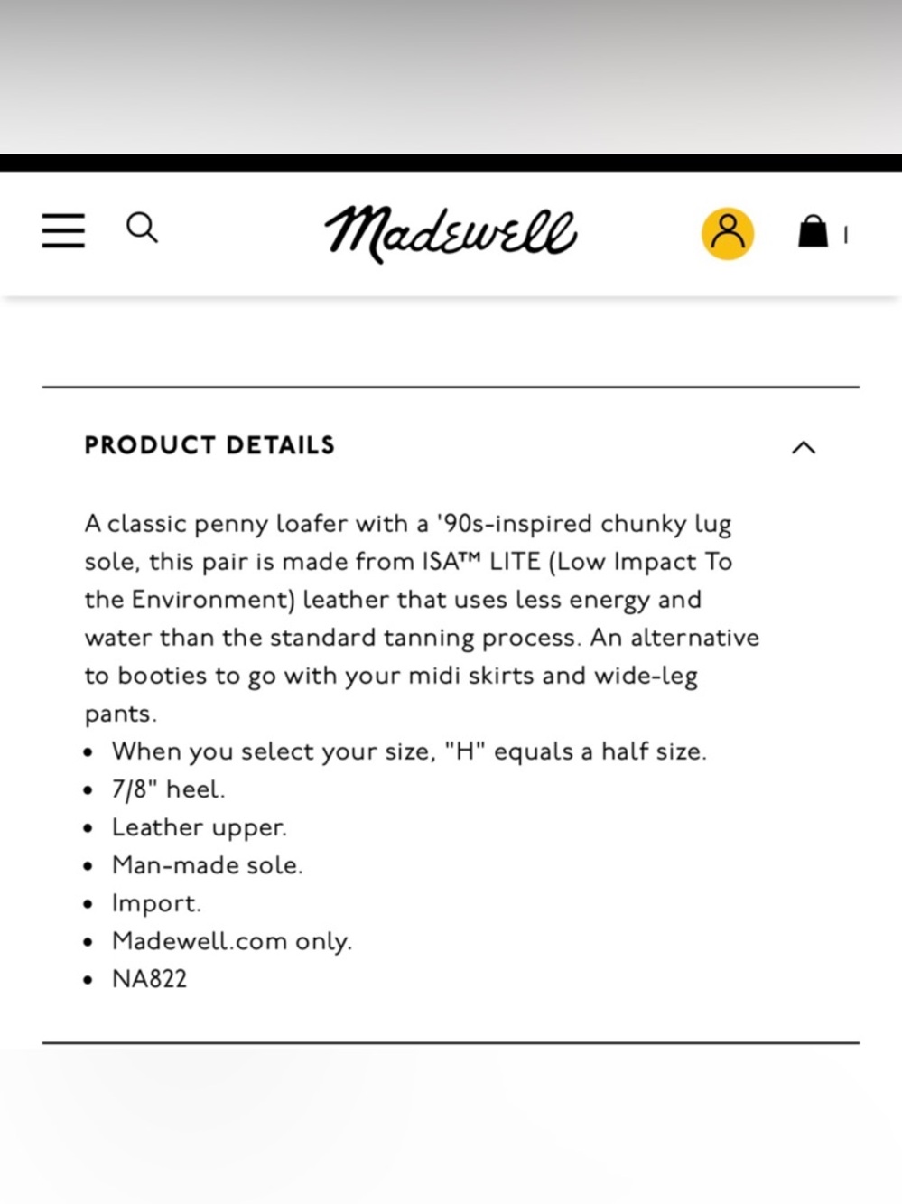 Madewell Black Leather Lugsole Penny Loafers - 8 good condition - Picture 3 of 10